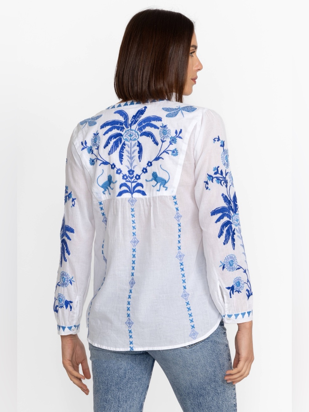 JOHNNY WAS TARRA FIELD HENLEY BLOUSE SMALL * - Picture 3 of 9